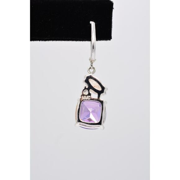 NVC Crystal Dangle Earrings Purple Orange Rhinestone Silver Tone Signed BinAK - Picture 9 of 12